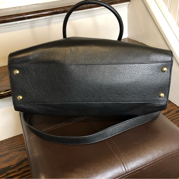 MICHAEL KORS Tumbled Black Leather Crossbody Satchel Gold Hardware - Picture 6 of 14